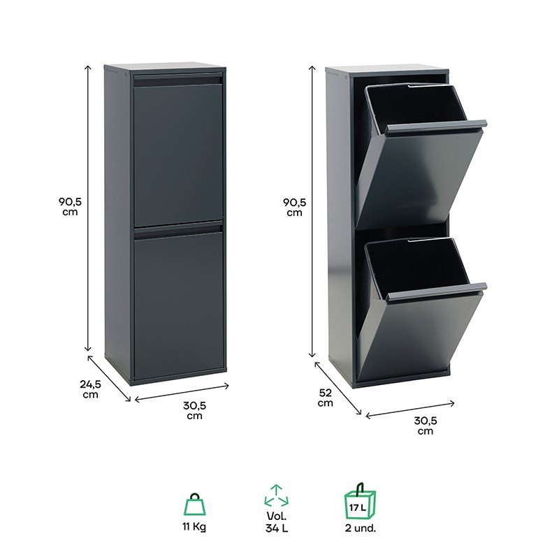 Cubo de Basura y Reciclaje Basic 2x17 L | ARREGUI