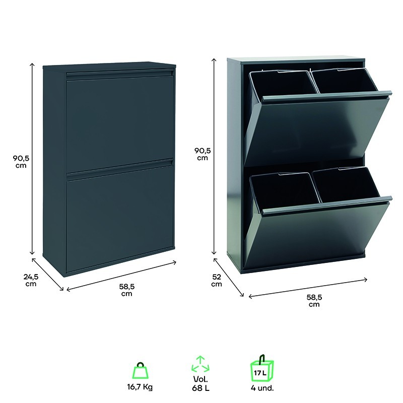Cubo de Basura y Reciclaje Basic 4x17 L | ARREGUI