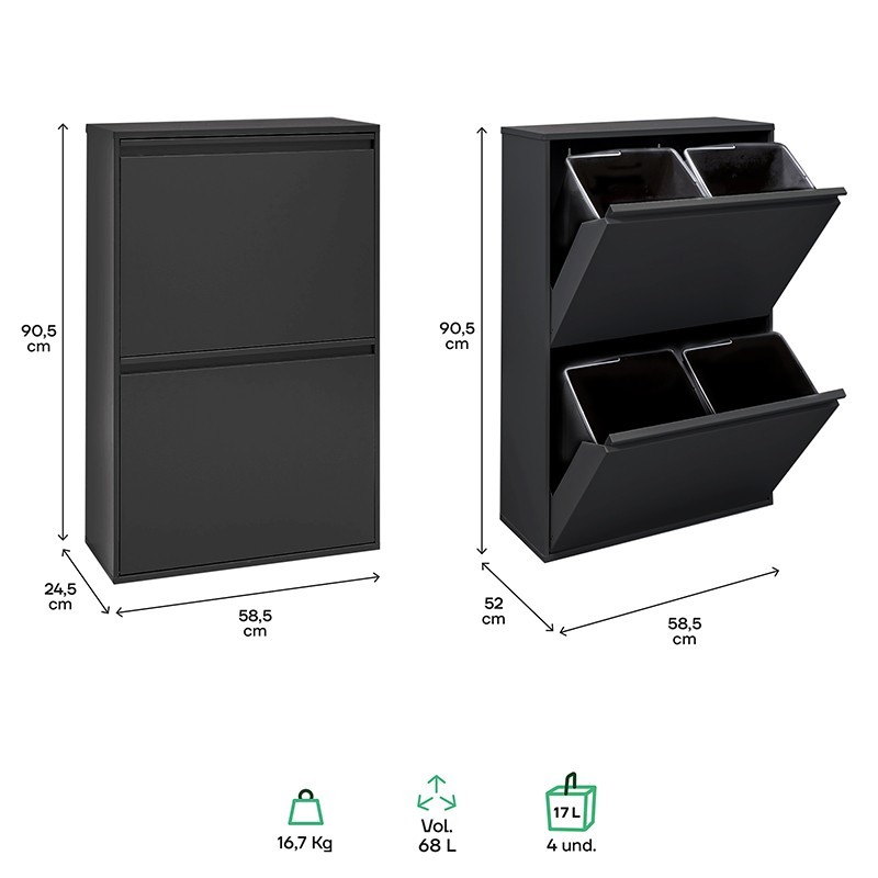 Cubo de Basura y Reciclaje Basic 4x17 L | ARREGUI