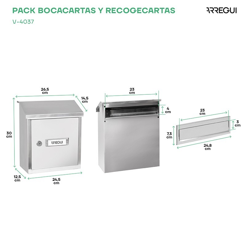 Pack Bocacartas más Recogecartas Acero Inox DIN A5 | ARREGUI