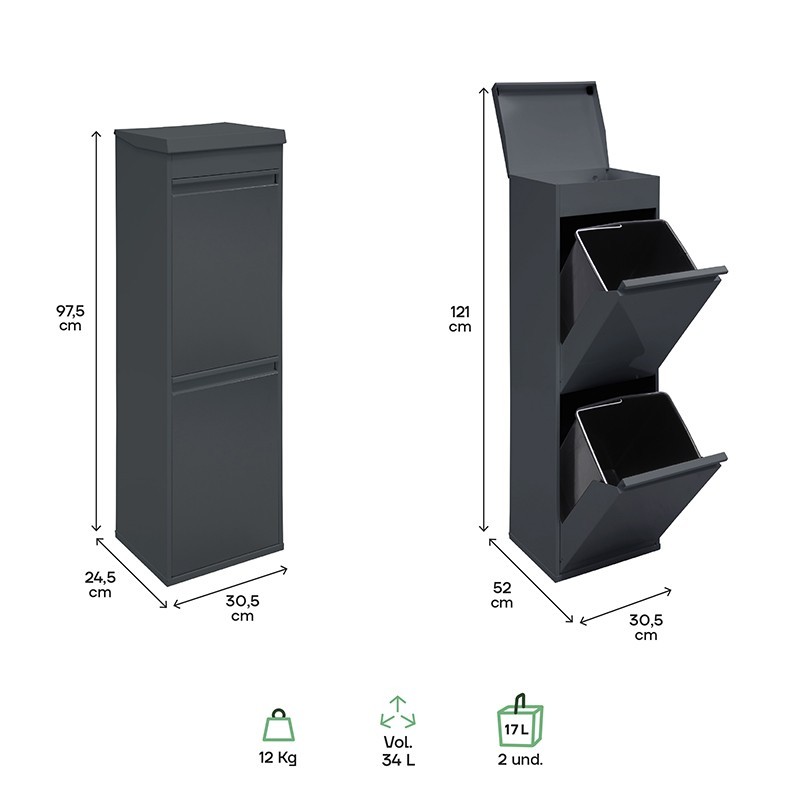 Cubo de Basura y Reciclaje Top 2x17 L | ARREGUI
