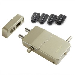 Cerradura de Seguridad Invisible para Puerta con Alarma Sonora, Cerrojo Electrónico Interior para Puerta, Apertura y Cierre con Mando a Distancia (4 mandos incluidos)