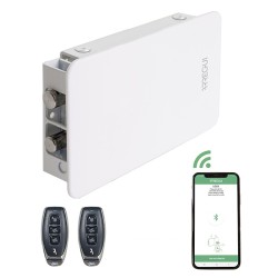 Kamo - Cerradura de Seguridad Invisible para Puerta, Cerrojo Interior para Puerta, Apertura y Cierre con Mando a Distancia (2 mandos incluidos), Control y Gestión Mediante App Móvil