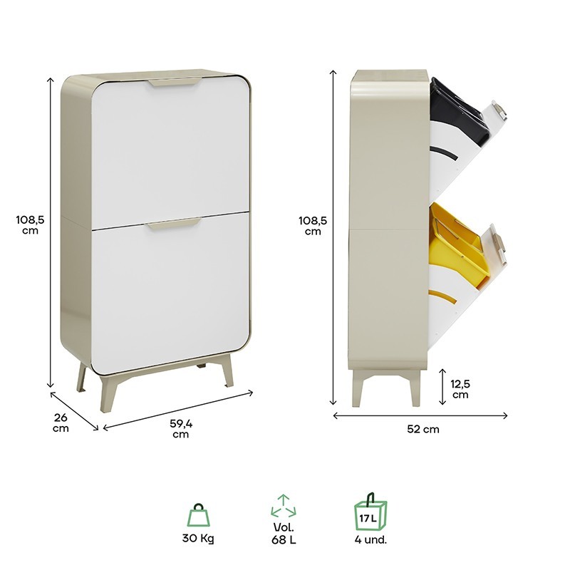 Cubo de Basura y Reciclaje Round 4x17 L | ARREGUI