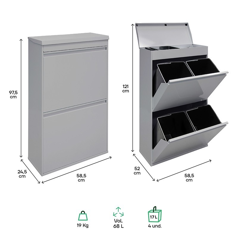 Cubo de Basura y Reciclaje Top 4x17 L | ARREGUI