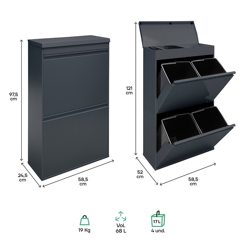 Cubo de Basura y Reciclaje Top 4x17 L | ARREGUI