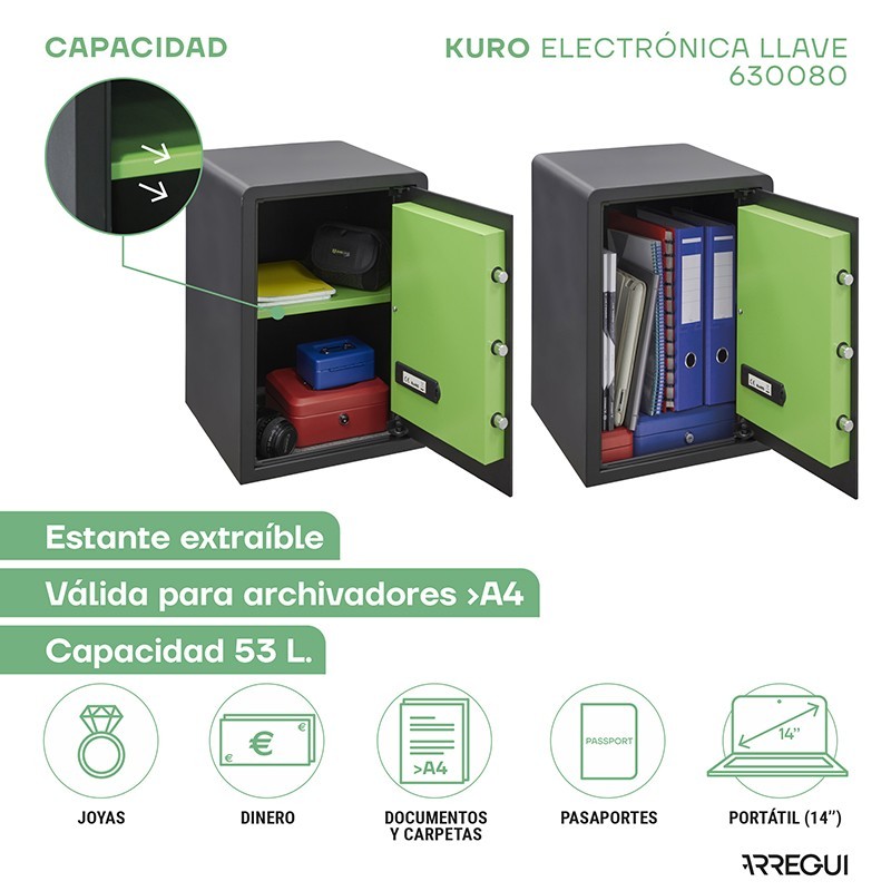 Caja Fuerte de Sobreponer Kuro Electrónica+Llave | ARREGUI