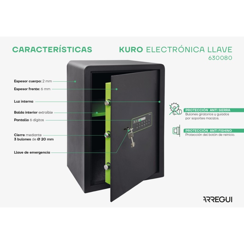 Caja Fuerte de Sobreponer Kuro Electrónica+Llave | ARREGUI