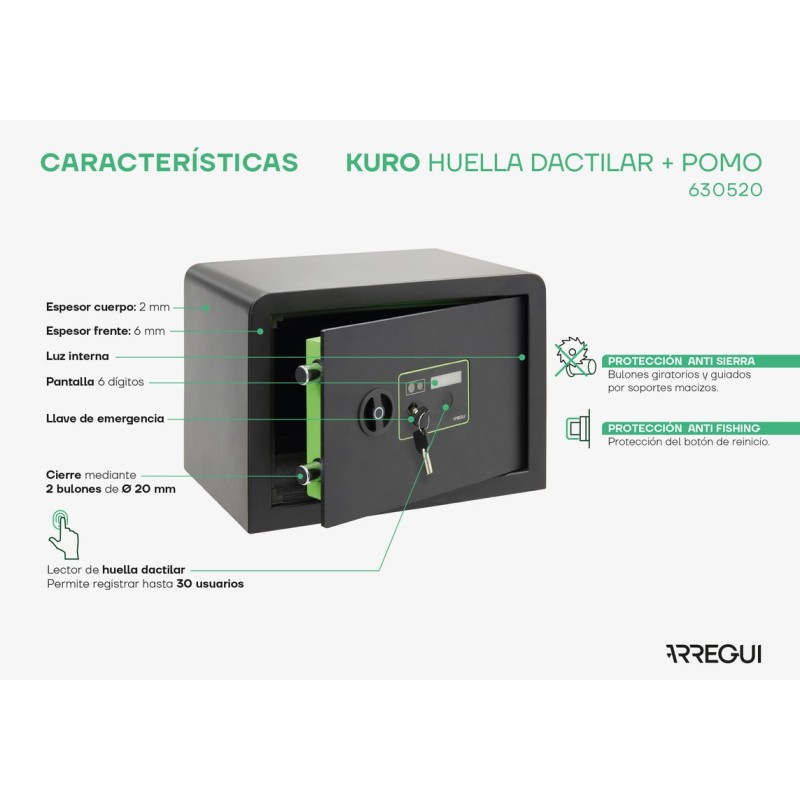 Caja Fuerte de Sobreponer Kuro Fingerprint | ARREGUI