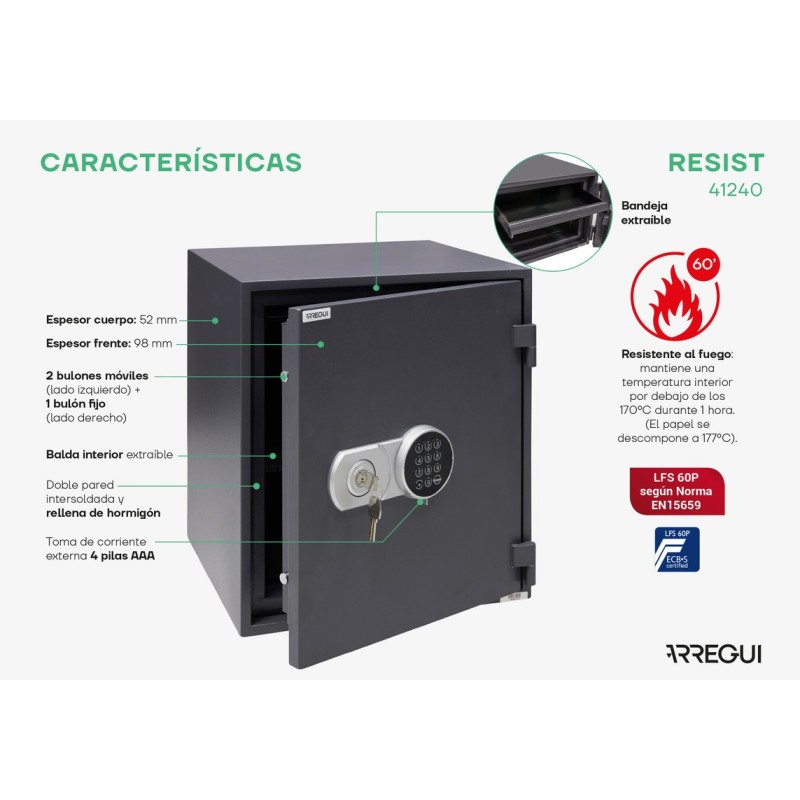 Caja Fuerte de Sobreponer Resist Ignífuga | ARREGUI