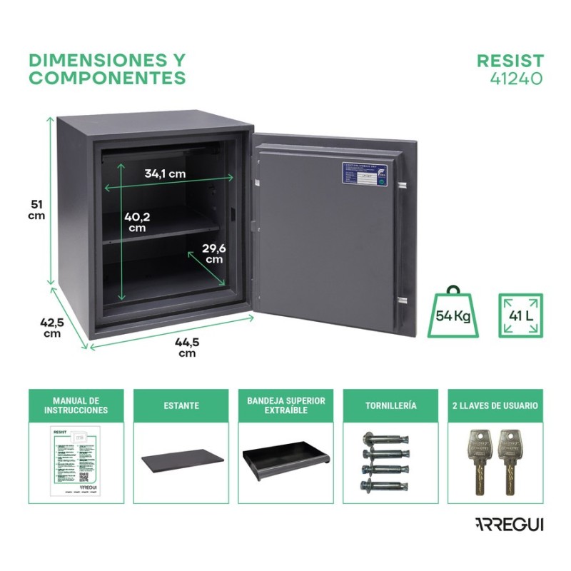 Caja Fuerte de Sobreponer Resist Ignífuga | ARREGUI