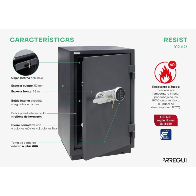 Caja Fuerte de Sobreponer Resist Ignífuga | ARREGUI