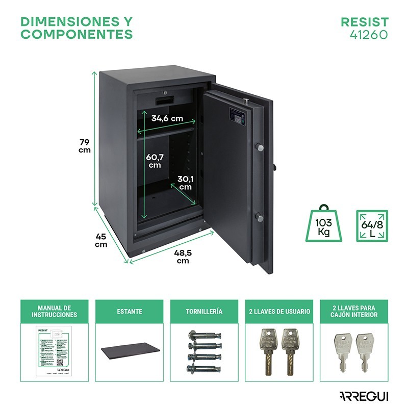 Caja Fuerte de Sobreponer Resist Ignífuga | ARREGUI