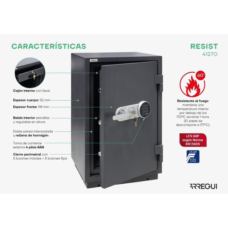 Caja Fuerte de Sobreponer Resist Ignífuga | ARREGUI