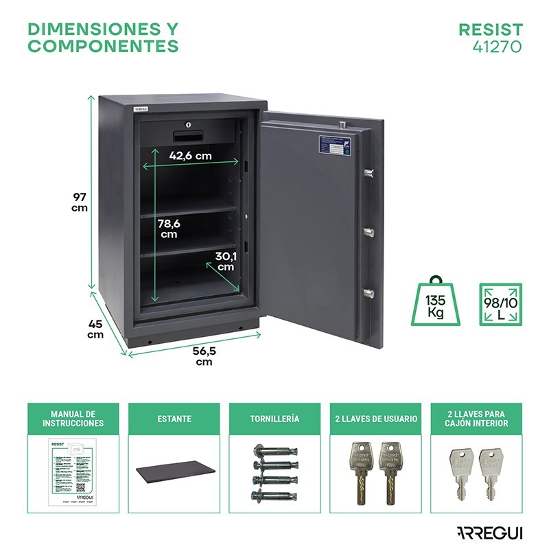 Caja Fuerte de Sobreponer Resist Ignífuga | ARREGUI