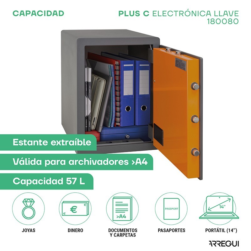Caja Fuerte de Sobreponer Plus C Electrónica+Llave | ARREGUI