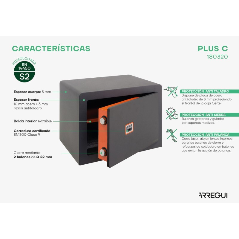 Caja Fuerte de Sobreponer Plus C Llave | ARREGUI