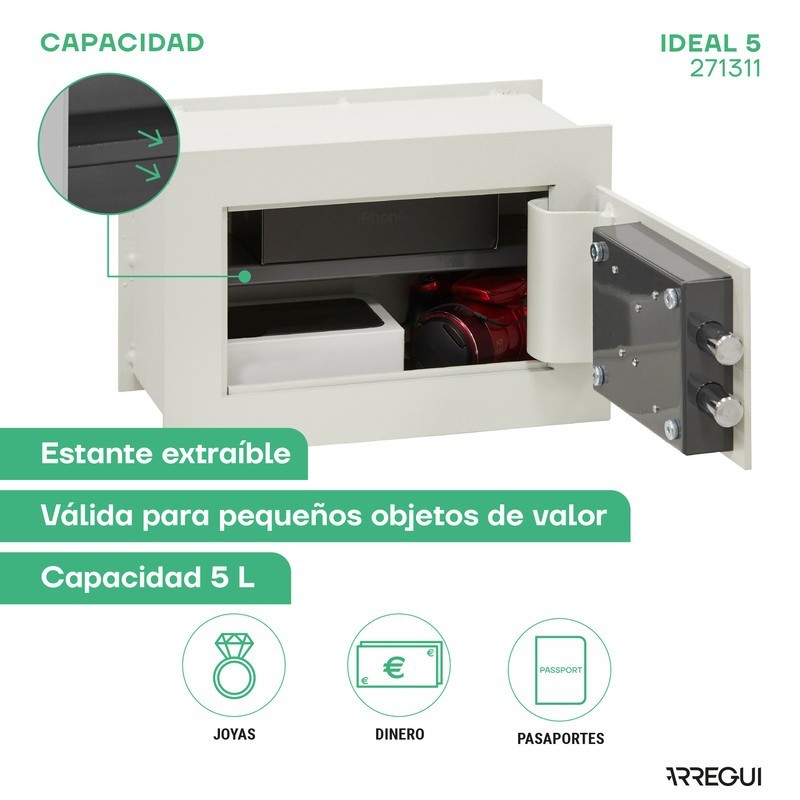 Caja Fuerte de Empotrar Ideal5 Llave | ARREGUI