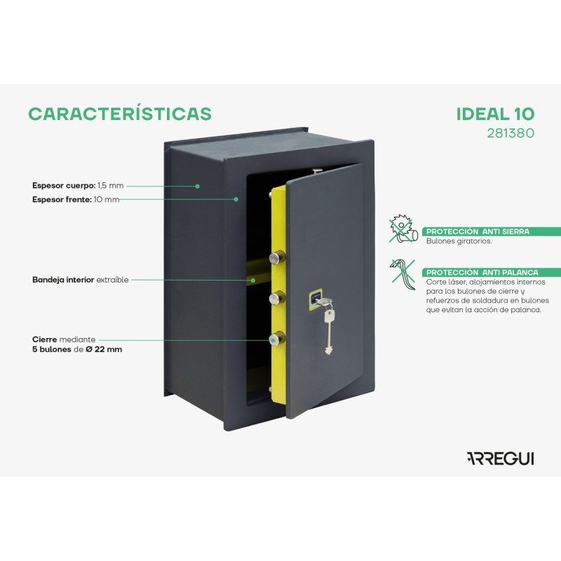 Caja Fuerte de Empotrar Ideal10 Llave | ARREGUI