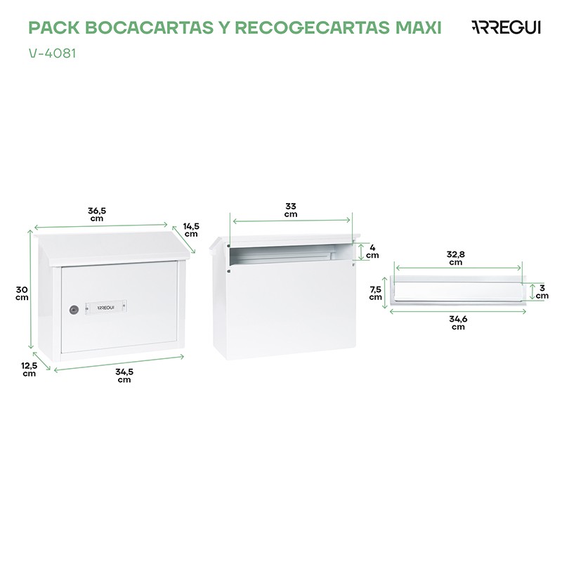 Pack bocacartas buzon recogecartas acero galvanizado din a4
